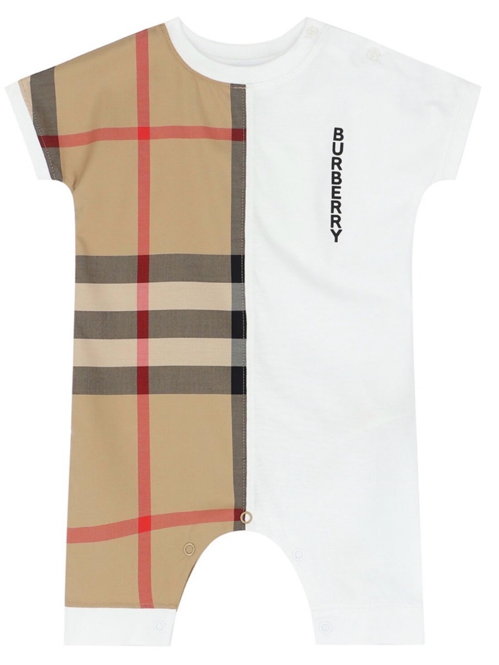 Burberry Beige & White Half-Check Baby Romper